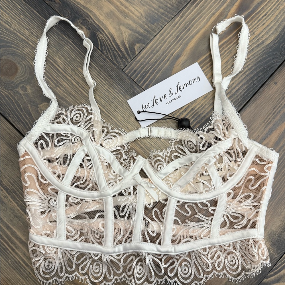 For Love And Lemons Cream Lace Bustier